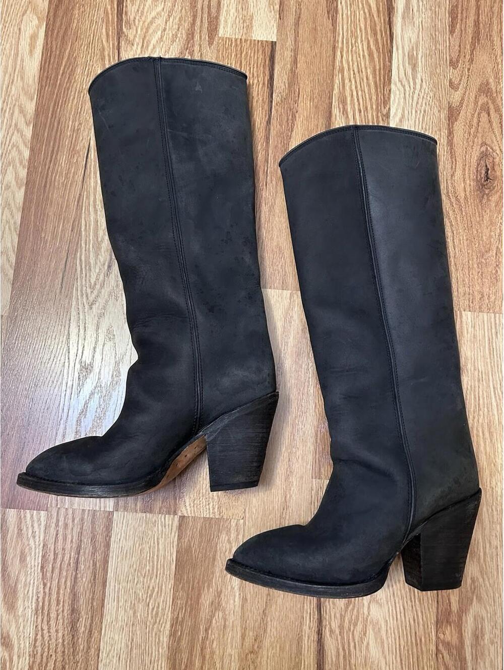 Yeezy Season 5 Western-Style Nubuck Leather Knee High Boots 36
